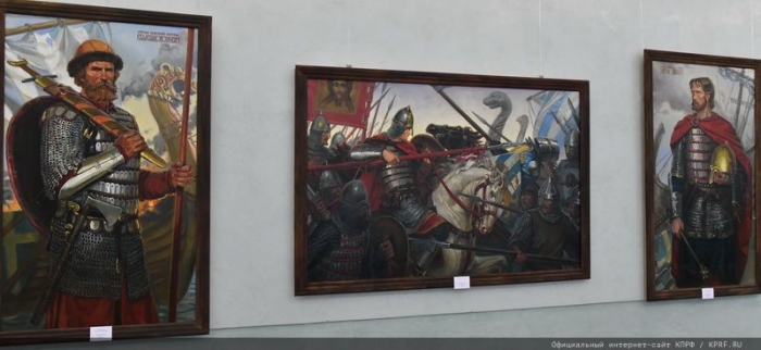 Г.А. Зюганов выступил на открывшейся в Госдуме выставке академического современного искусства «ZA нами Победа. Сила в правде»