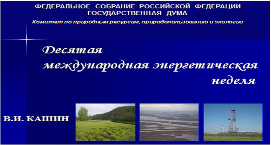 Доклад В.И. Кашина на Десятой международной энергетической неделе