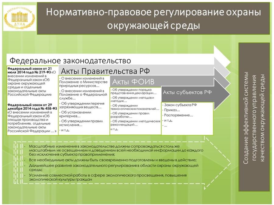 Обзор правоприменительной практики и проблемы реализации ключевых законодательных актов в области охраны окружающей среды и природопользования, принятых в период работы Государственной Думы 6 созыва