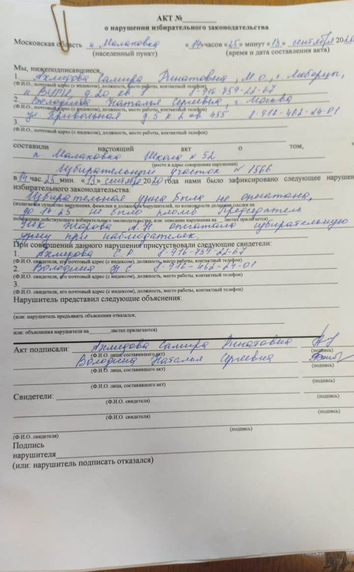 Массовые нарушения на выборах в Люберцах