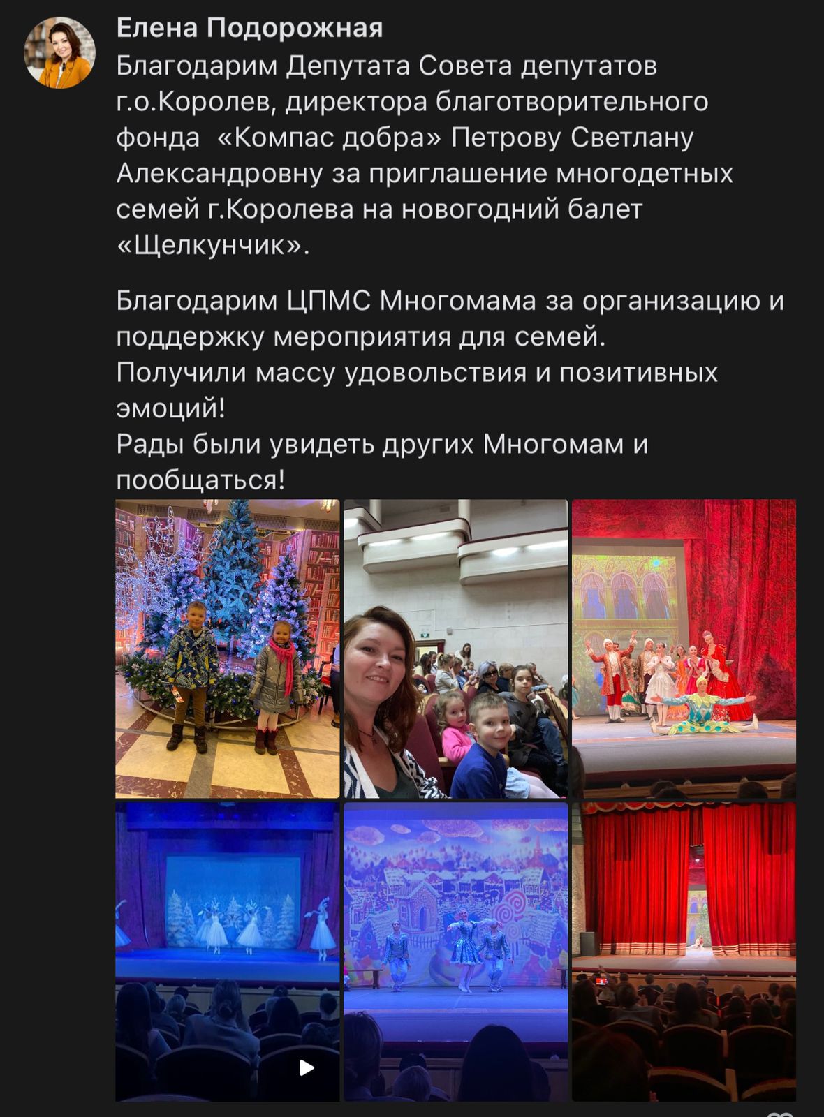 Многодетные семьи г. Королёва посетили новогоднюю постановку «Щелкунчик»