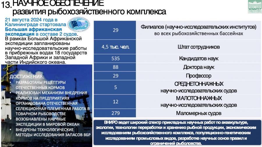 Доклад В.И. Кашина: «Рыбной отрасли требуется финансовое оздоровление, а прибрежные поселки нуждаются в развитии»