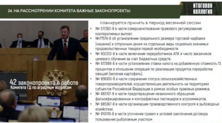 Доклад Владимира Кашина на итоговом заседании Коллегии Минсельхоза России